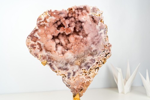 Raro geode ametista rosa pesca